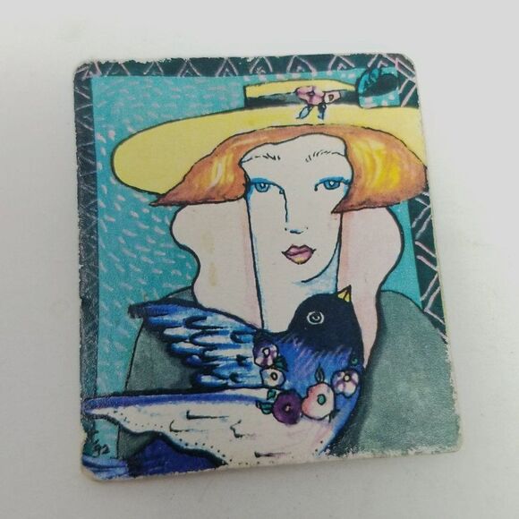 Vintage Woman in a Hat with a Blue Bird Brooch, Artsy Portait, Lightweight - Picture 6 of 6